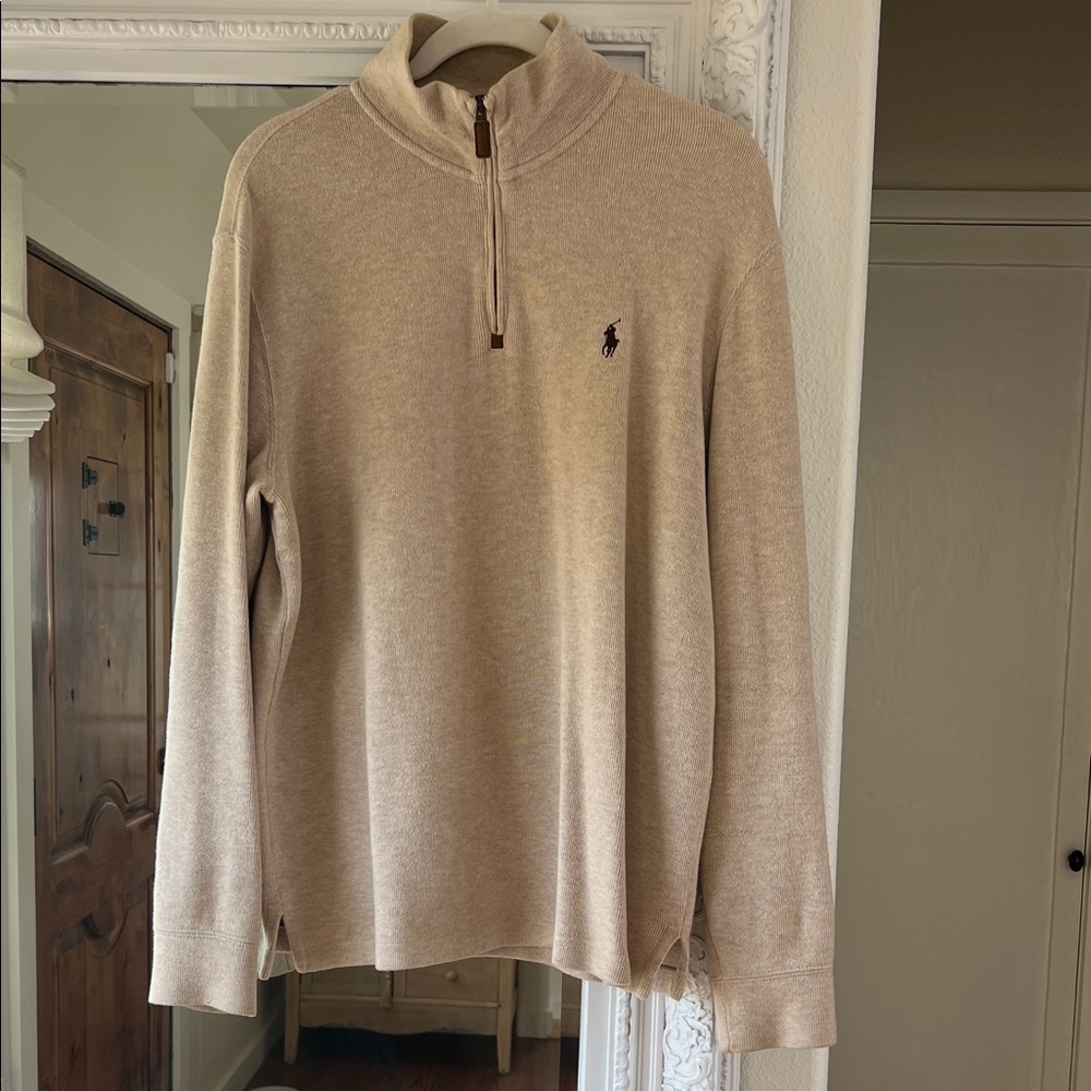 Ralph Lauren Men's Beige Half-Zip Sweater size Medium